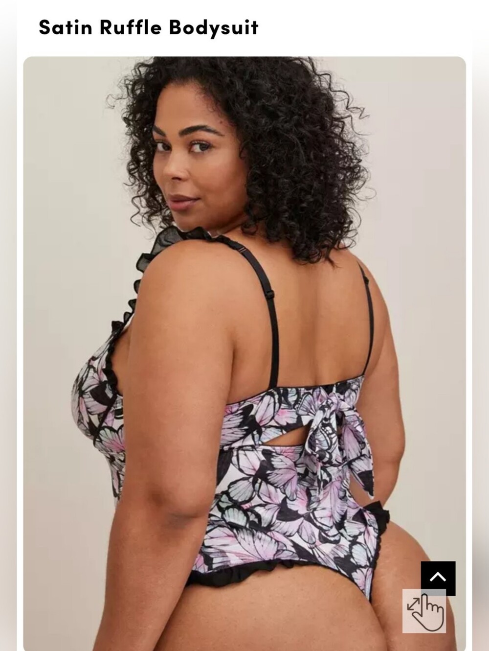 NWT Torrid 1 Satin Ruffle Bodysuit Butterfly Print Pink Black Underwire 3387-c - Picture 2 of 15